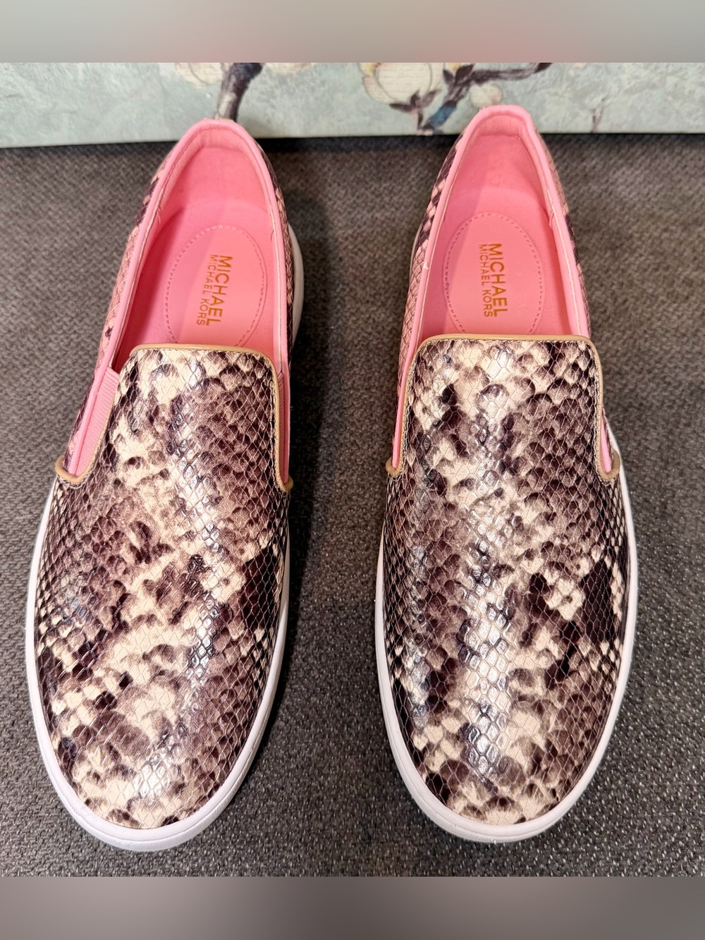 MICHAEL Michael Kors Keaton Slip-On Python & Pink Sneakers size 9 women’s NWOT - Picture 2 of 9